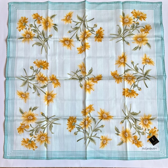 Yves Saint Laurent Floral Scarf in Yellow and Green - Picture 1 of 4